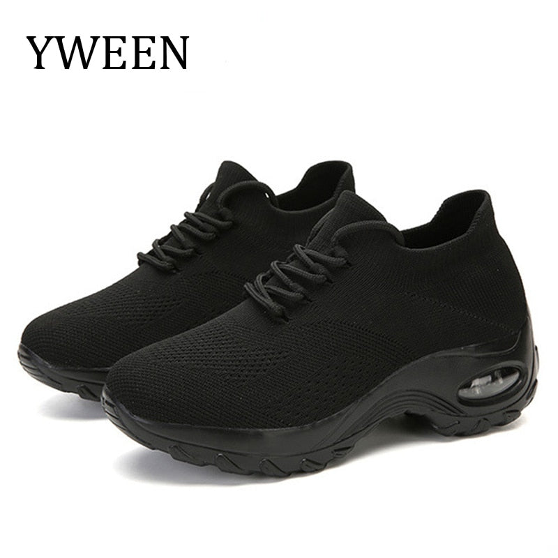 YWEEN Shoes Woman New Spring Lace Up Air Cushion Casual Ladies Shoes Woman Breathable Mesh Shoes Woman Sneakers Tenis Feminino