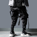 11 BYBB'S DARK Cargo Pants Men Harajuku Streetwear Tactics Pants Ribbon Multi-pocket Trousers Elastic Waist HipHop Male DG29