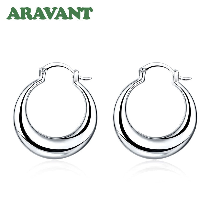 925 Silver Fashion Moon Hoop Earring For Women Silver Jewelry