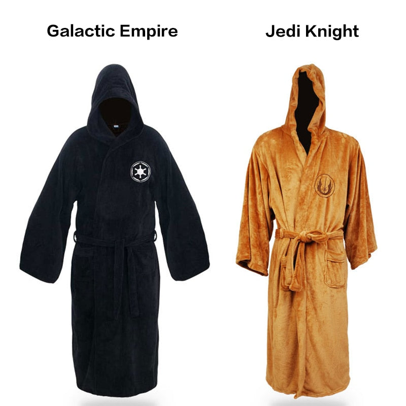 Herren Flanell Robe Herren mit Kapuze Dicker Stern Morgenmantel Jedi Empire Herren Bademantel Winter Lange Robe Herren Bademäntel Homewear