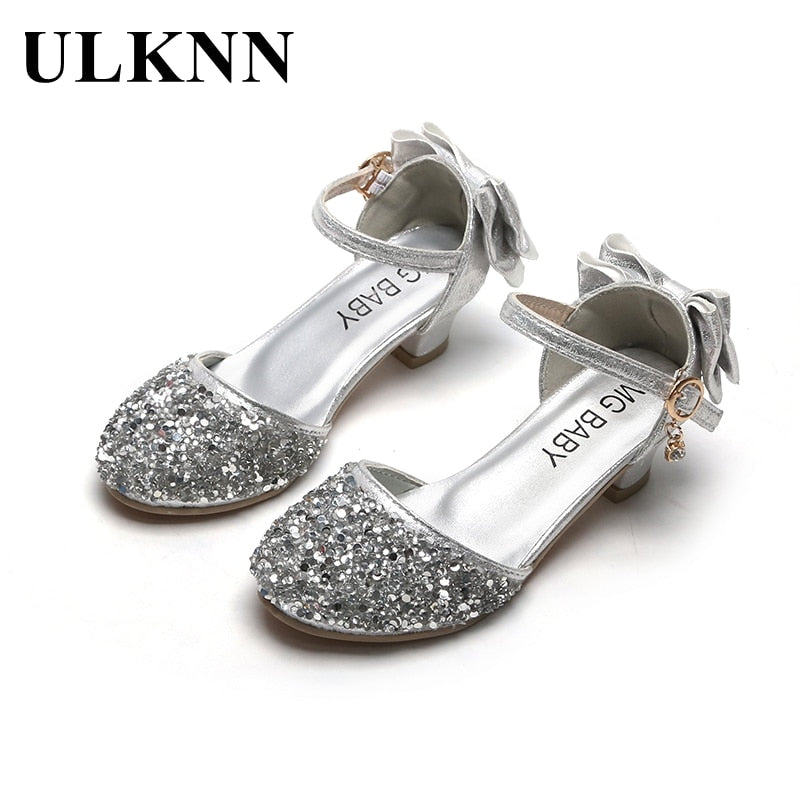 ULKNN Sandalen Für Mädchen Kinder Mode High Heels Kinder Frühling Sommer Prinzessin Party Schuhe Casual Schleife Schuhe Runde Zehe 2023