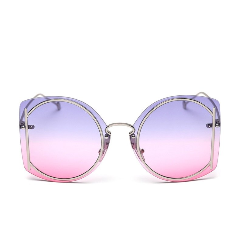 Gafas de sol de marca de moda, gafas de sol redondas de lujo para mujer, gafas de sol de gran tamaño para mujer, gafas de degradado marrón para mujer, gafas UV400