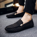 2022 New Fashion Men's Shoes Spring Style Canvas Men Loafers Comfortable Leather Shoes Men Flats Metal Decoration Driving Shoes