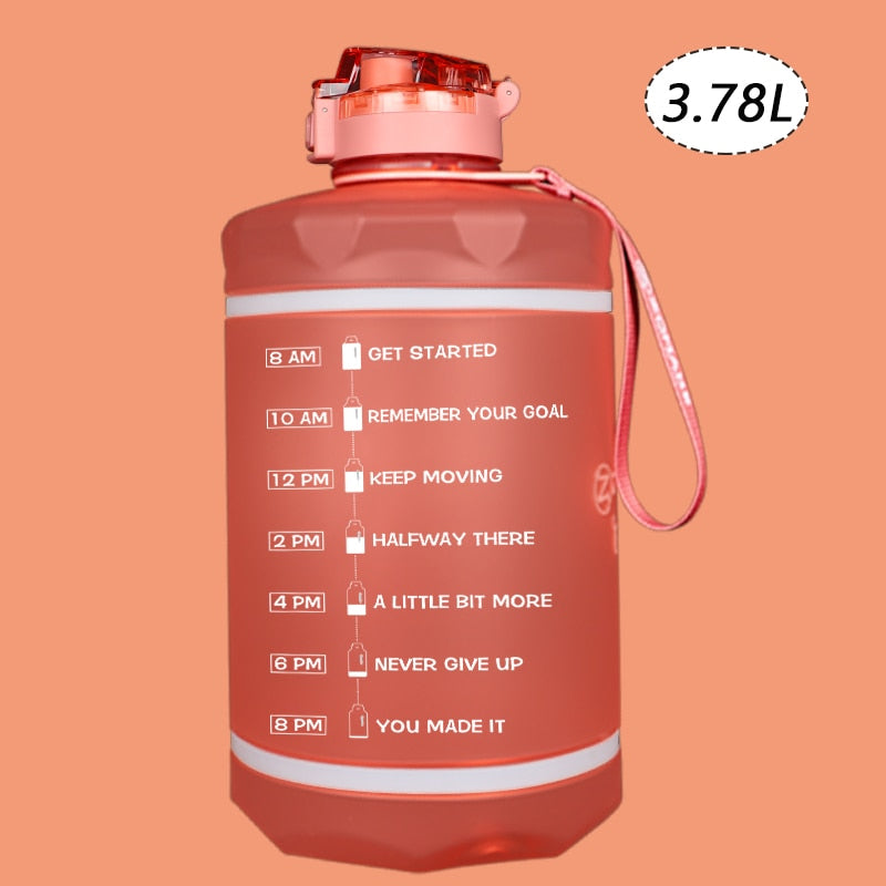 ZOMAKE 2.2/3.78L Gallon Water Bottle with Time Marker &amp; Straw, Motivational Water Jug BPA Free Leakproof Large Water Bottles Gym