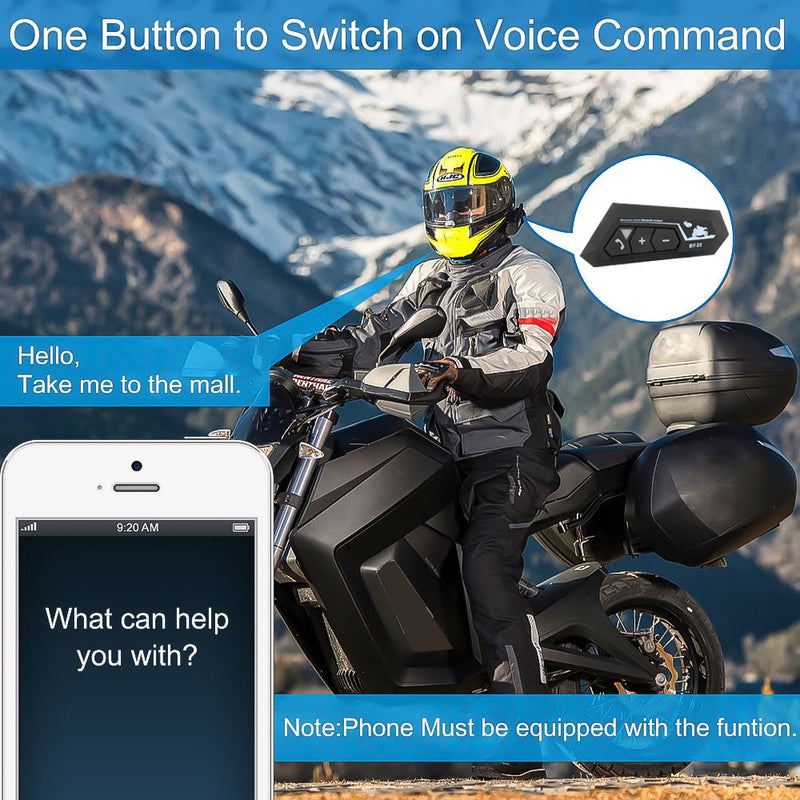 Bluetooth 5.0 Headset for Helmet Motorcycle Headphones Handsfree Moto Motor Bike Motorbike Wireless Intercom Earphone