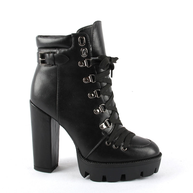 Perixir, botines de plataforma a la moda para mujer, primavera otoño 2020, cuero negro, botas de tacón grueso de 12cm, botas para mujer trabajadora