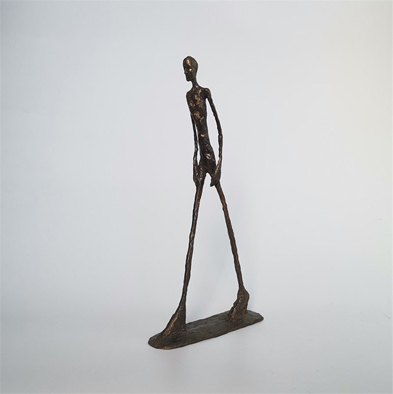 Giacometti Hot Handmade Crafts Brass Character Statue Walking Man Person Lone Walker Sculpture Home Decoration Office Decor