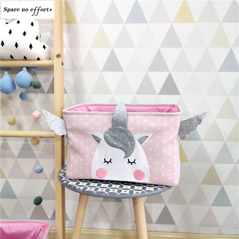 Sundries Storage Barrels High Capacity Pink Cat Dinosaur Foldable Toy Storage Box Home Organizer Dirty Laundry Basket