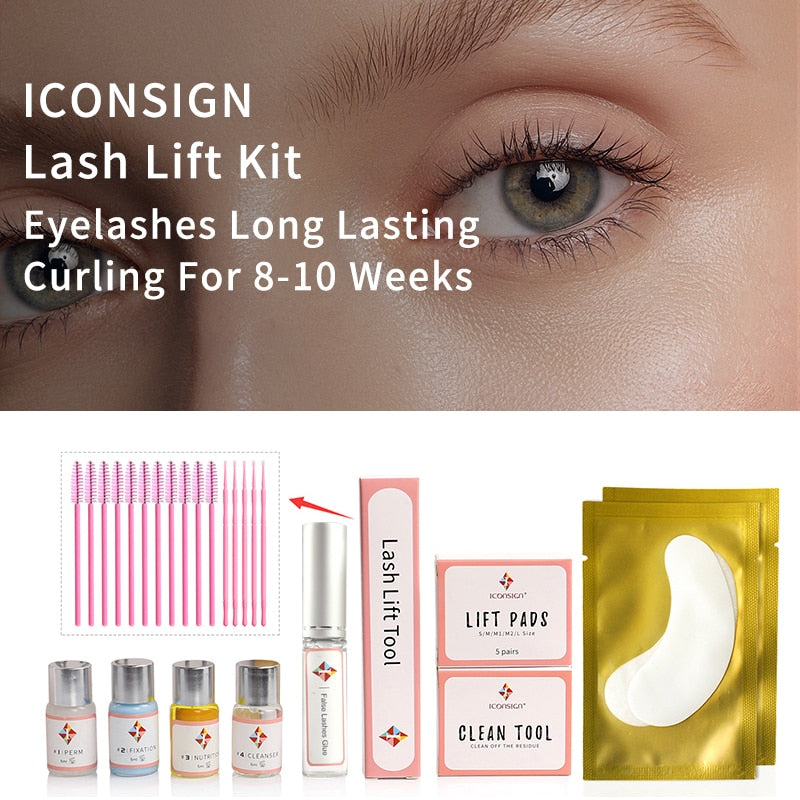 Versión actualizada ICONSIGN Kit de elevación de pestañas Juego de permanente de pestañas Levantamiento de pestañas Curl de pestañas Potenciador de pestañas para salón Herramienta de maquillaje de ojos