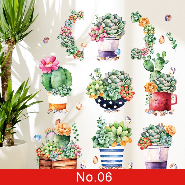 24 estilos Serie de plantas Pegatinas de pared para sala de estar Dormitorio Hojas verdes Calcomanías de pared extraíbles Vinilo DIY Murales ecológicos