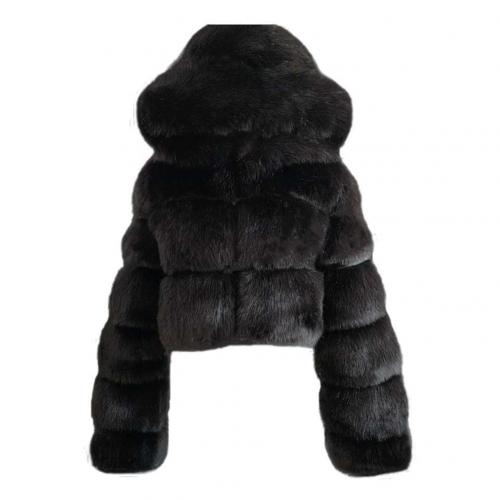 Loose Women Jacket 2021 Fashion Autumn Winter Faux Fur Cropped Coat Fluffy Zip Hooded Warm Short Jacket