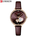 CURREN Watches Women Fashion Leather Quartz Wristwatch Charming Rhinestone Female Clock Zegarki Damskie