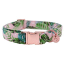 Green Leaf Hundehalsband und Leine Set mit Fliege Personalisiertes, anpassbares Hundewelpen-Geburtstagsgeschenk aus 100 % Baumwolle