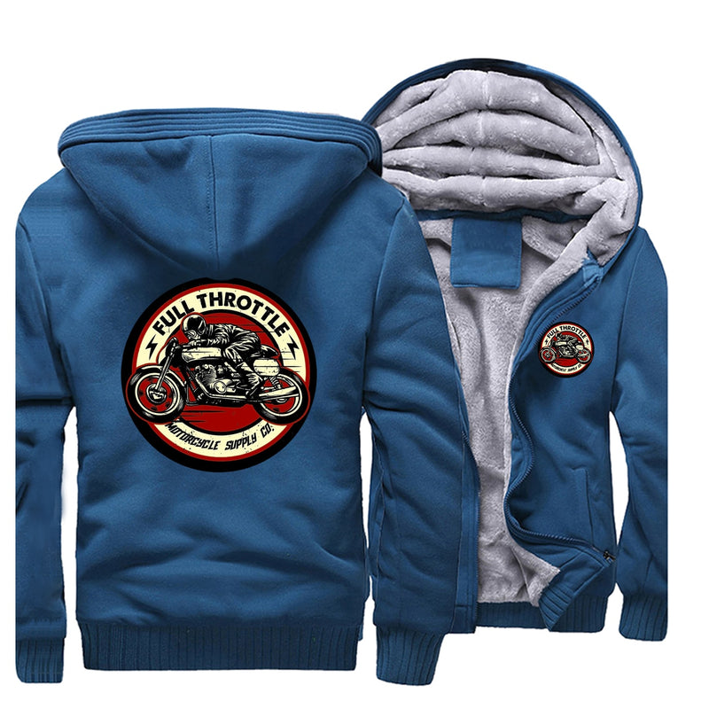 2022 invierno hombres sudadera gruesa Full Throttle Cafe Racer Rockabilly Biker chaqueta con cremallera polar cálido hombres espesar sudaderas con capucha