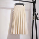 TIGENA Koreanische Schule Strick Midirock Damenmode 2021 Herbst Winter Casual Knielangen Hohe Taille Faltenrock Weiblich Grün