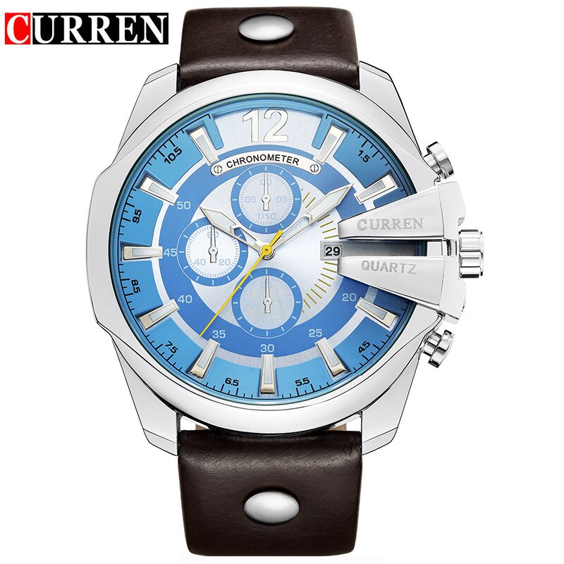 Männer Luxusmarke CURREN Neue Mode Lässige Sportuhren Modernes Design Quarz Armbanduhr Echtes Lederband Männliche Uhr