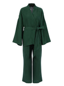 Camisón 100% de algodón para mujer, conjunto de pijama, camisón acampanado, pantalones, conjunto de mangas caídas, albornoz de 2 piezas para mujer