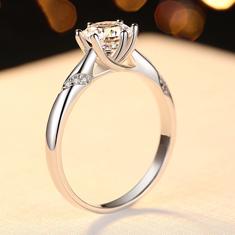 BOEYCJR 925 Silber 0,5 ct / 1 ct / 2 ct F Farbe Moissanite VVS Verlobungs-Hochzeits-Diamantring für Frauen