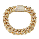 Hip Hop Heavy Iced out 12MM Big Box Buckle Cuban Chain Copper AAA+ Cubic Zirconia Stones Bracelet For Men Rapper Jewelry