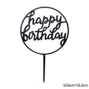 Happy Birthday Cake Topper Acrylic Gold Silver Cake Flag Cupcake Topper For Boy Girl Birthday Party Decorations Wedding Supplies