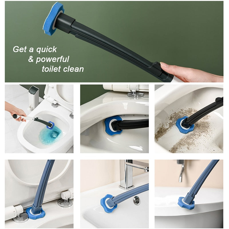 Toilet Cleaning Brush Set Replaceable Brush Head Bathroom Toilet Bowl Cleaner Tool Deep Cleaning Wand  Long Handle Soft Tool