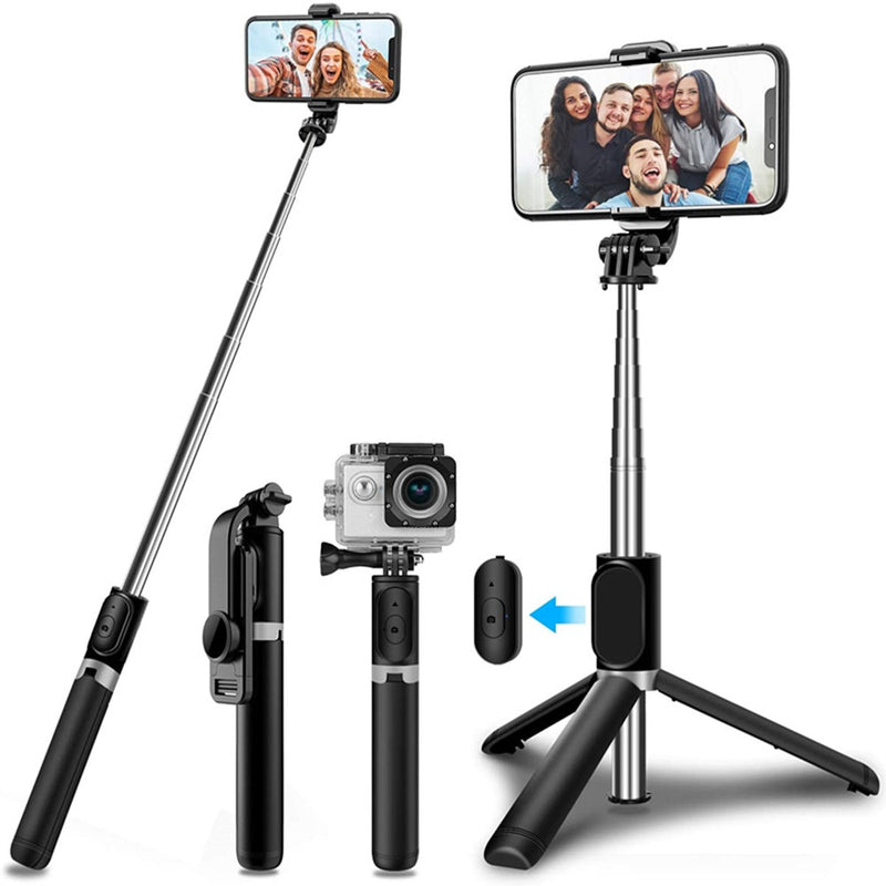 4 in 1 wireless Bluetooth selfie stick with tripod Alloy self selfiestick smartphone selfie-stick 3 phone  for iphone camera