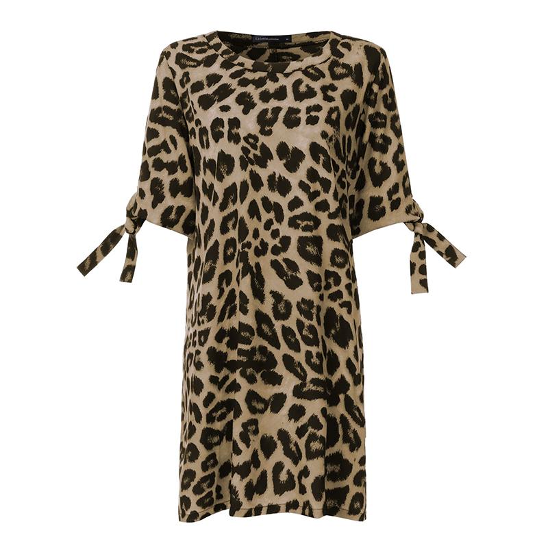 Celmia Leopard Print Dress 2022 Summer Bohemian Women Sexy Party Half Sleeve Vestidos Robes Casual Loose Mini Sundress Oversized
