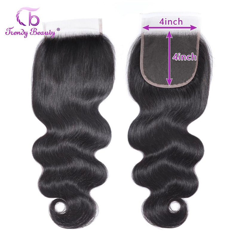 Indian Body Wave Lace Closure Human Hair 4x4 Lace Closure Middle/Free/Three 5x5 Lace Closure Trendy Beauty Closure Only