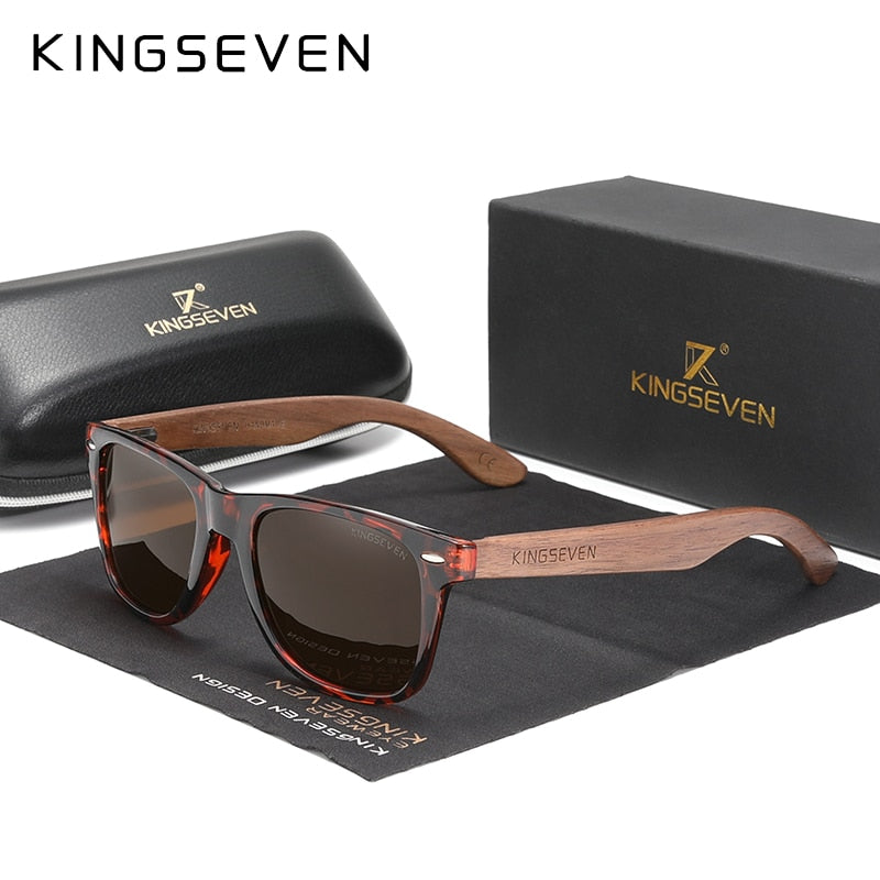 KINGSEVEN New Black Walnut Sunglasses Wood Polarized Sunglasses Men&