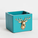 Cenicero a prueba de viento con diseño de cabeza de ciervo, Cenicero cuadrado redondo de resina Moden para el hogar, oficina, hotel, regalo al aire libre, Cenicero sin humo