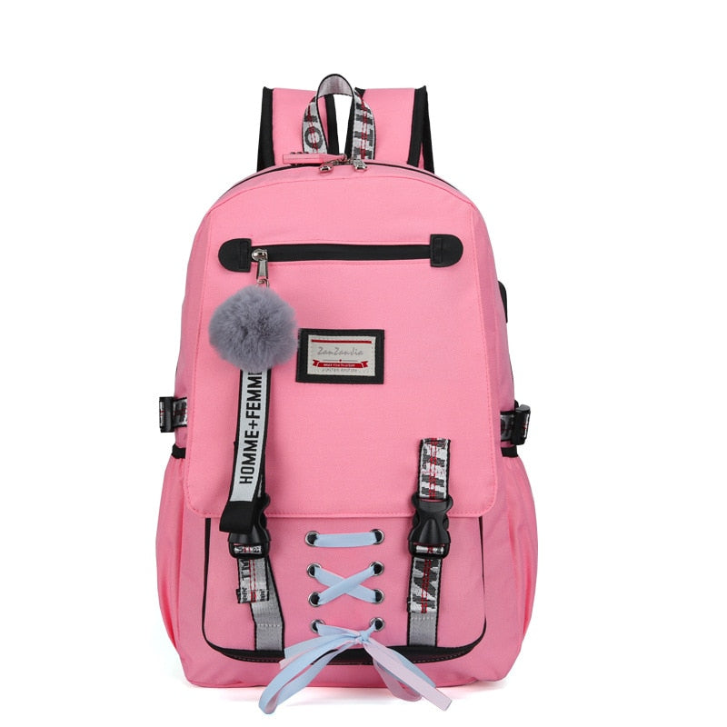 Mochilas escolares grandes para chicas adolescentes usb con cerradura Mochila antirrobo para mujer Mochila grande para la escuela secundaria Juventud Ocio Universidad