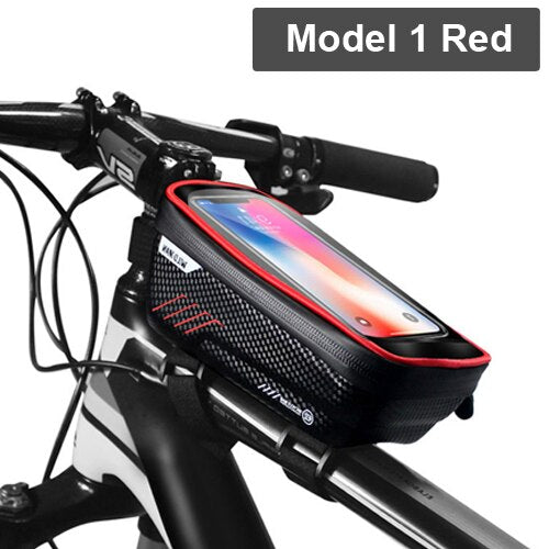 WILD MAN Waterproo Fahrrad Handytasche Oberrohr Rahmentasche Radfahren Front Beam Bag Handyhalter für 6,5 Zoll Touchscreen Fahrradtasche