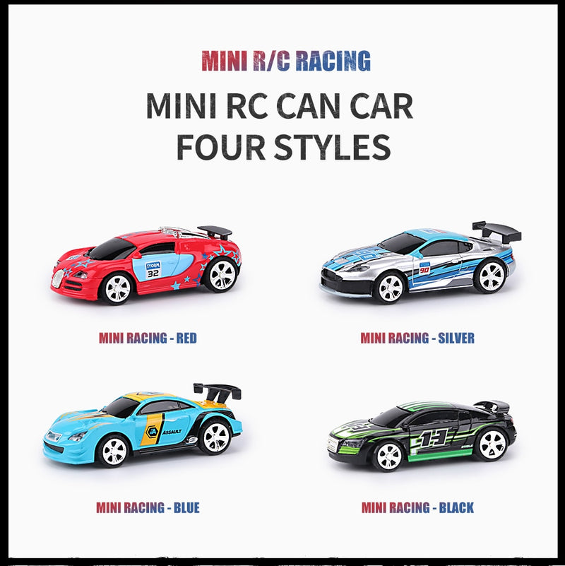 1:58 Remote Control MINI RC Car Battery Operated Racing Car PVC Cans Pack Machine Drift-Buggy Bluetooth radio Controlled Toy Kid