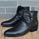Fashion Ankle Boots Men High Top Zip Suit Shoes Black Dress Boots Autumn Shoes Men Leather Boots Zapatos man hombre