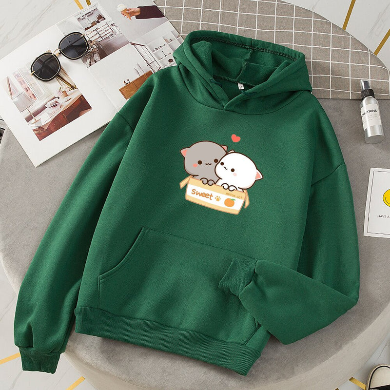 Sudaderas con capucha de estética Grunge para Mujer, Sudadera con gráfico de gran tamaño Kawaii para Mujer, ropa informal de pareja Harajuku, Sudadera para Mujer