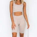 Conjunto de 2 unidades de conjuntos de Yoga para mujer, pantalones cortos sin costuras, pantalones deportivos de cintura alta, mallas de motorista para exteriores, conjunto de gimnasio deportivo para mujer