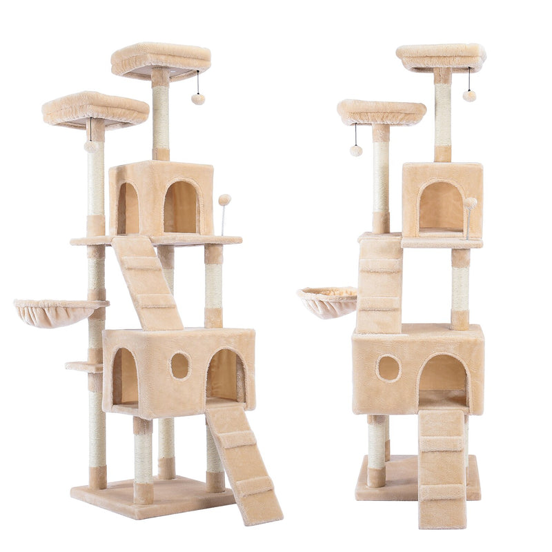 Árbol de gato de lujo, marco de escalada grande, poste de rascado multicapa, árbol de gato de Sisal resistente con bola colgante, patio de juegos Kittern