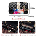 FOXER Damen Umhängetasche Diamantgitter Handtasche Lady Purse Spaltleder Kettenriemen Umhängetasche Valentinstagsgeschenk
