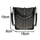 DIINOVIVOWomen Tassel Shoulder Bag Punk Rivet Ladies Messenger Bag Small Bucket Bag Female Crossbody Bags For Women Bag WHDV1213