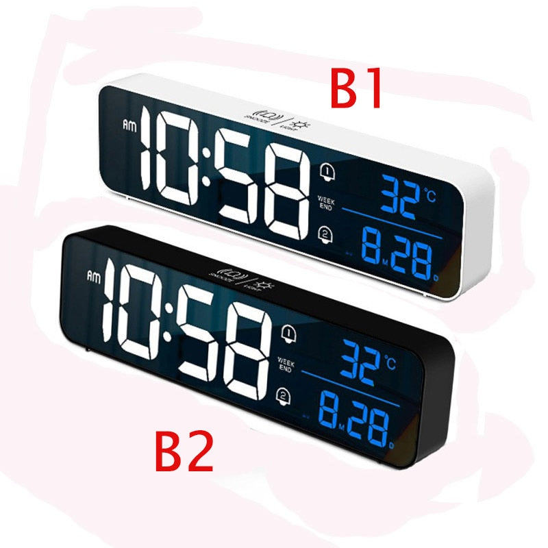 LED Digital Alarm Clocks With Snooze Digital Temp Time Music Dual Clock With USB Charger Large Digit Display Brightness Dimmer