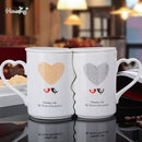 2Pcs Set China Ceramic Couple Cup Lover Kiss Mug Valentine&