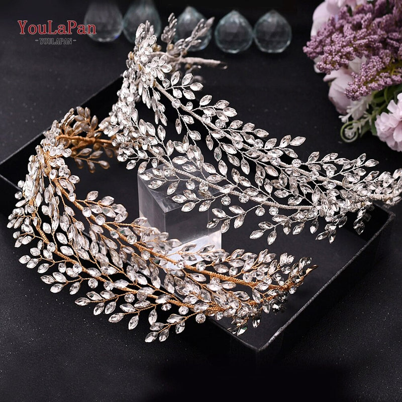 YouLaPan HP312 Bridal Hair Pieces Bridemaids Head Pieces Crystal Headbands for Women Jeweled Hair Accessories Rhinestone Tiara