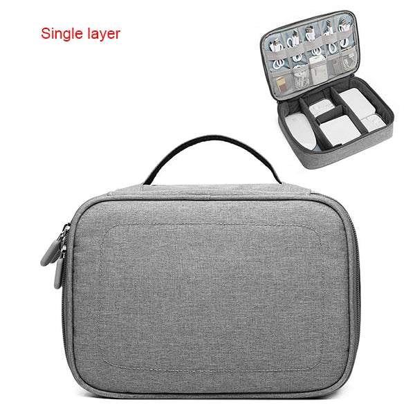 Electronic Wires Charger Gadget Organizer Large Capacity Cable Bag Travel Digital Storage Bag Cosmetic Kit Case Accessories Item