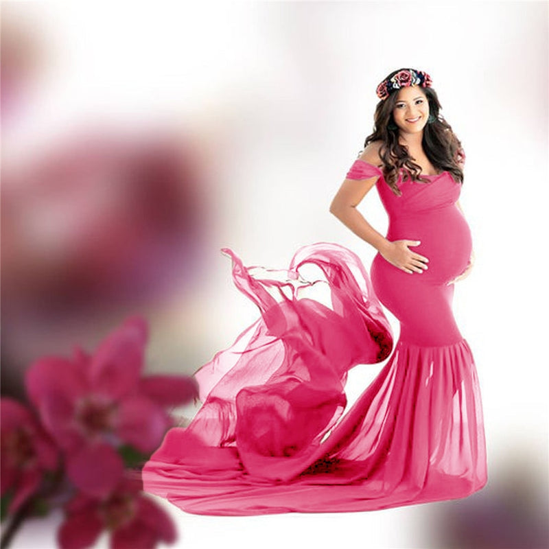 Accesorios de fotografía de maternidad largos vestido de embarazo para sesión de fotos fuera del hombro vestidos de embarazada para mujeres Maxi vestido de maternidad
