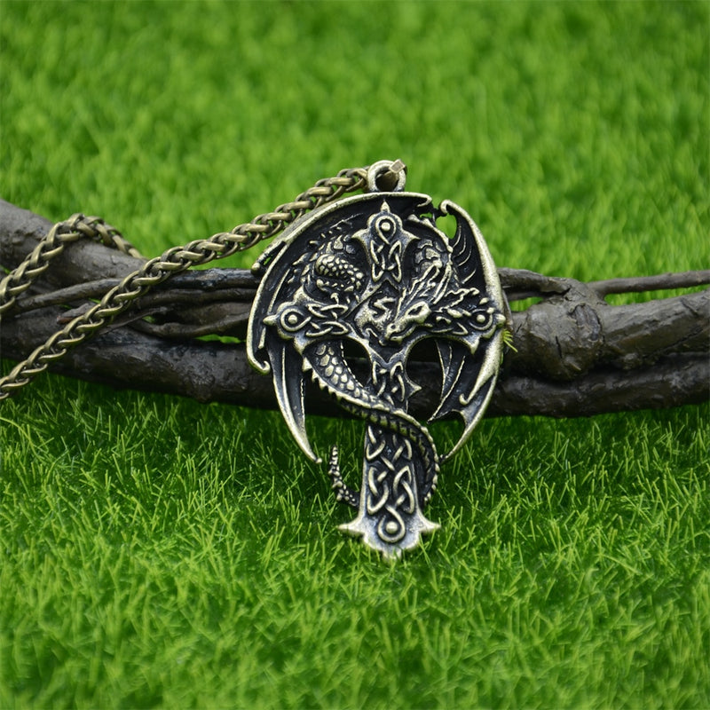 Goth Ouroboros nórdico Vintage dragón COLLAR COLGANTE gótico vikingos accesorios amuleto vikingo runas joyería collares mujeres hombres