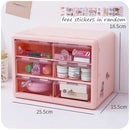 MINKYS Kawaii White/Pink 9 Grid ABS Drawer Desktop Organizer Desk Storage Box Free Sticker School Stationery Accessories