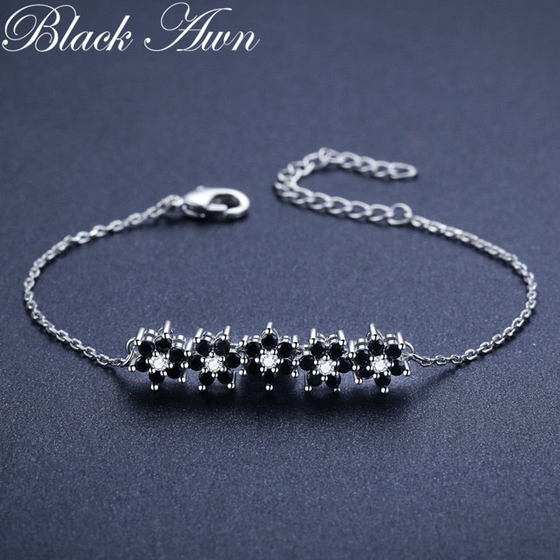 BLACK AWN 2022 New Hot Flower Silver Color Charm Bracelet  Women Wedding Jewelry S005