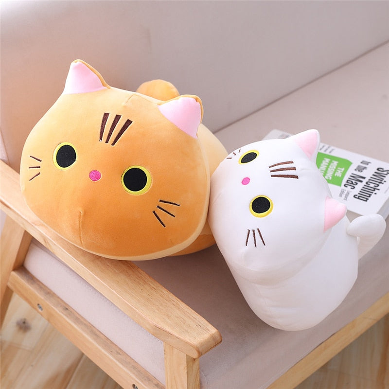 25-50 cm dibujos animados japoneses lindo gatito suave gato almohada de peluche en forma de gatito cojín relleno Kawaii juguetes de peluche niños regalo