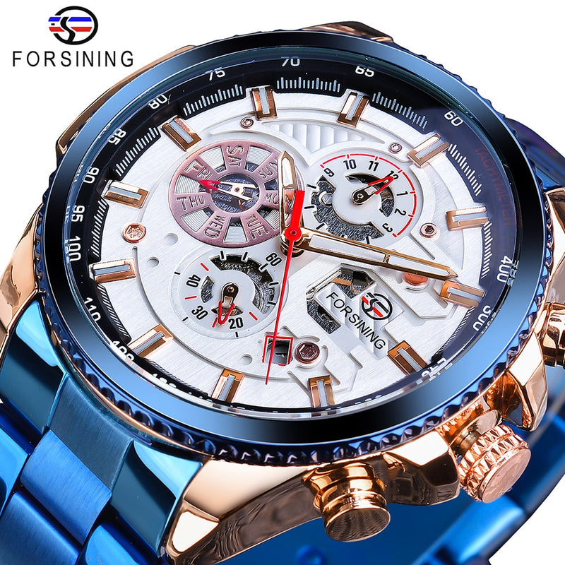 Forsining 2019 3 Dial Calendar Multifunction Military Luminous Hand Mens Mechanical Sport Automatic Wrist Watch Top Brand Luxury