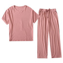 Summer Modal Cotton Pajamas For Women O-Neck Loose Sleepwear Set Two Piece Short Sleeve Lounge Wear Female Solid Homewear Suit